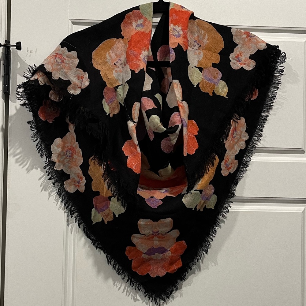 Madewell Black Floral Scarf
